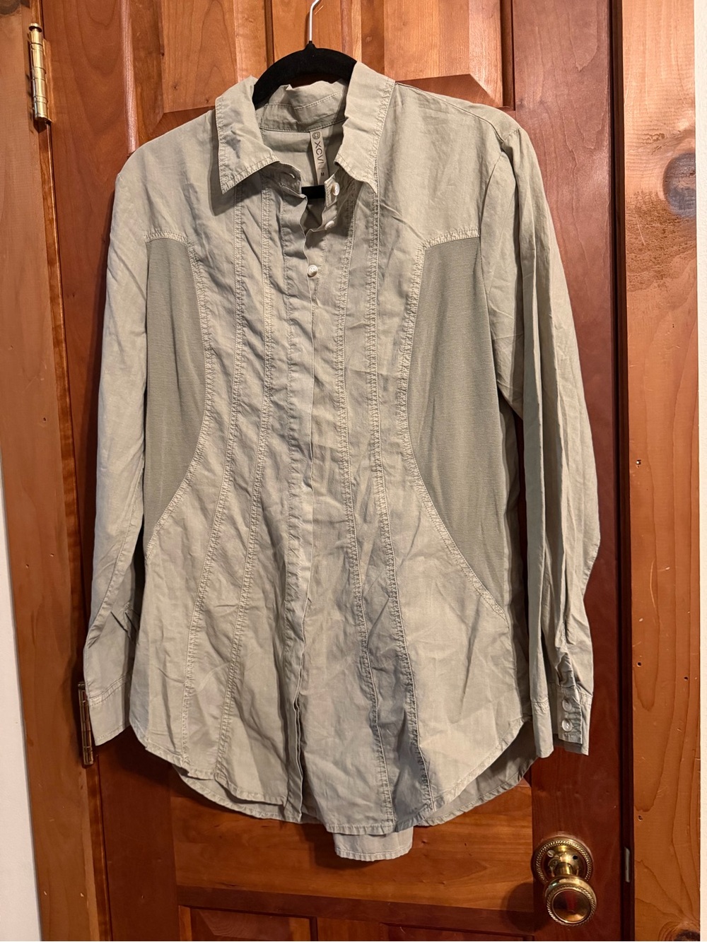 XCVI Taupe Button-Up Shirt
